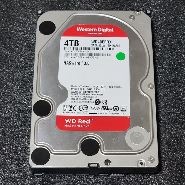 【送料無料】WesternDigtal WD Red WD40EFRX-68N32N0 4TB 3.5インチ内蔵HDD 2018年製 フォーマット済み 正常品 PCパーツ 動作確認済 (1)