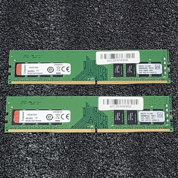 Kingston DDR4-2400MHz 16GB (8GB×2枚キット) KVR24N17S8/8 動作確認済み デスクトップ用 PCメモリ