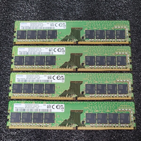 SAMSUNG DDR4-3200MHz 64GB (16GB×4枚キット) M378A2G43AB3-CWE 動作確認済み デスクトップ用 PCメモリ