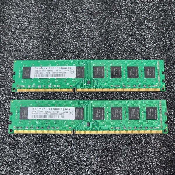SanMax DDR3-1600MHz 16GB (8GB×2枚キット) SMD-8G28H1P-16KZ 動作確認済み デスクトップ用 PCメモリ
