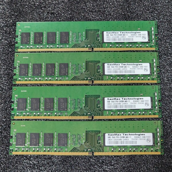 SanMax DDR4-2400MHz 32GB (8GB×4枚キット) SMD4-U8G48MB-24RKX 動作確認済み デスクトップ用 PCメモリ