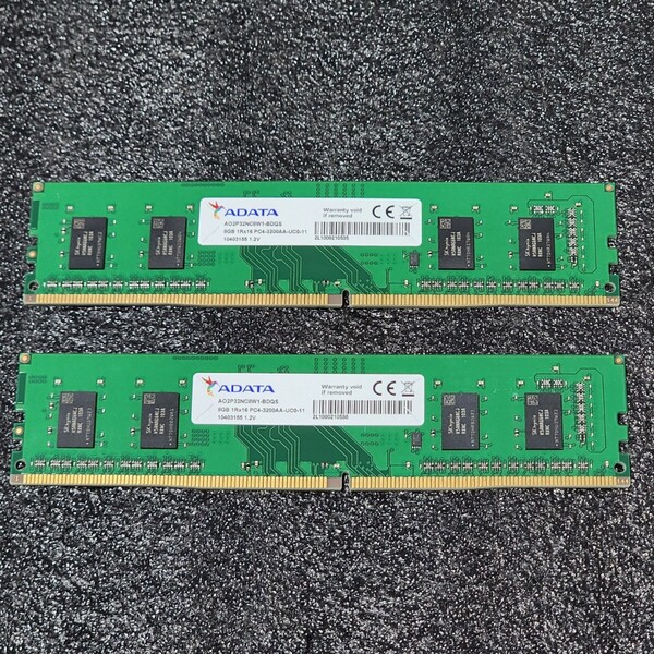 ADATA DDR4-3200MHz 16GB (8GB×2枚キット) AO2P32NC8W1-BDQS 動作確認済み デスクトップ用 PCメモリ