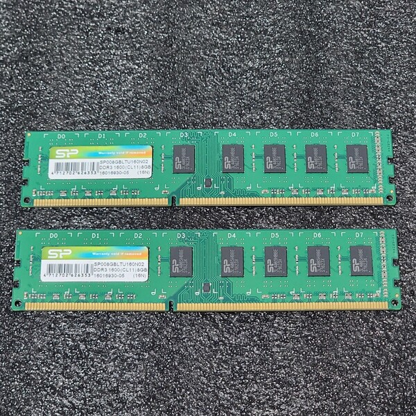 SiliconPower DDR3-1600MHz 16GB (8GB×2枚キット) SP008GBLTU160N02 動作確認済み デスクトップ用 PCメモリ