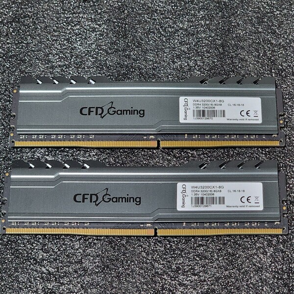 CFD GAMING DDR4-3200MHz 16GB (8GB×2枚キット) W4U3200CX1-8G 動作確認済み デスクトップ用 PCメモリ