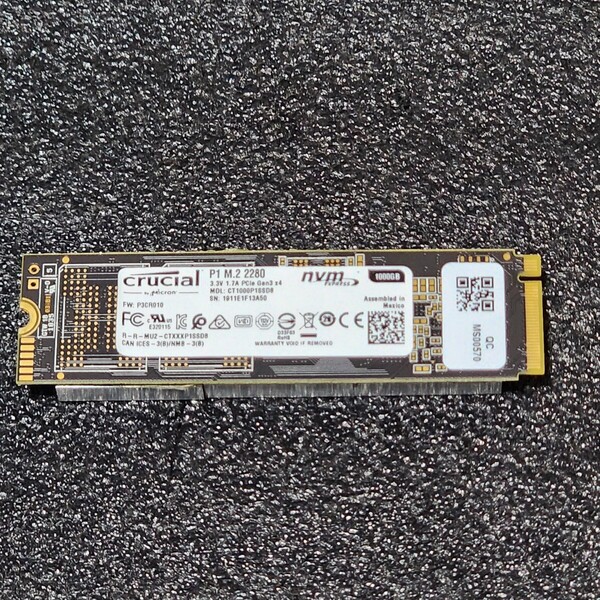 CRUCIAL P1(CT1000P1SSD8) 1000GB/1TB NVMe SSD ヒートシンク付属 フォーマット済み PCパーツ M.2 2280 動作確認済み 960GB (2)
