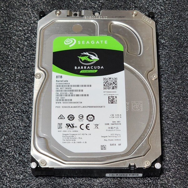 【送料無料】SEAGATE BARRACUDA ST8000DM004-2CX188 8TB 3.5インチ内蔵HDD 2019年製 フォーマット済み 正常品 PCパーツ 動作確認済 (3)