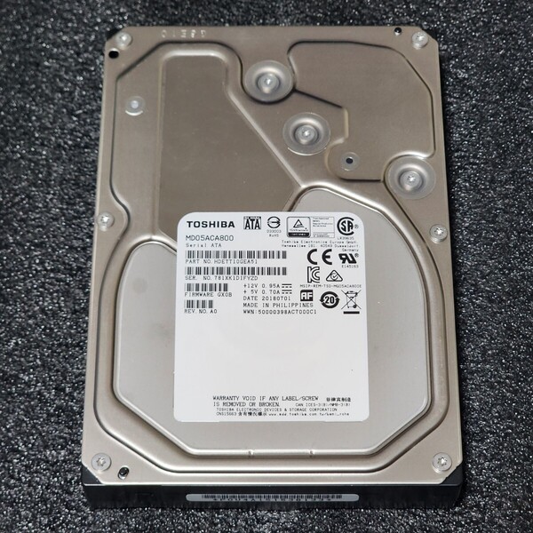 【送料無料】TOSHIBA MD05ACA800 8000GB/8TB 3.5インチ内蔵HDD 2018年製 フォーマット済み 正常品 PCパーツ 動作確認済