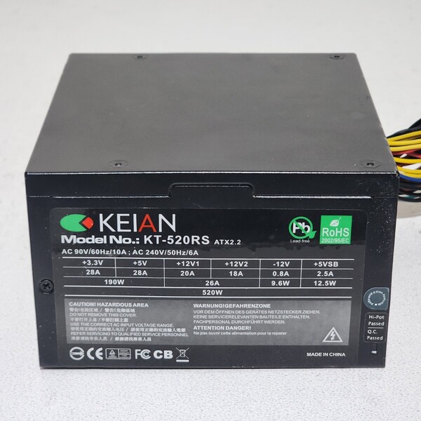 KEIAN KT-520RS 520W ATX電源ユニット 動作確認済み PCパーツ 500W