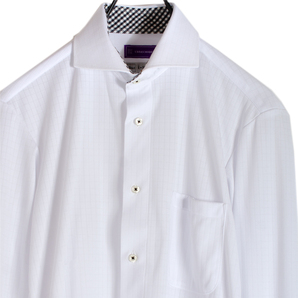 P.S.FA i-shirt アーバンモデル 長袖ワイシャツ ビジネスシャツ メンズ Sサイズ(37−80)ワイドカラ- 白 ホワイト 織柄 結婚式