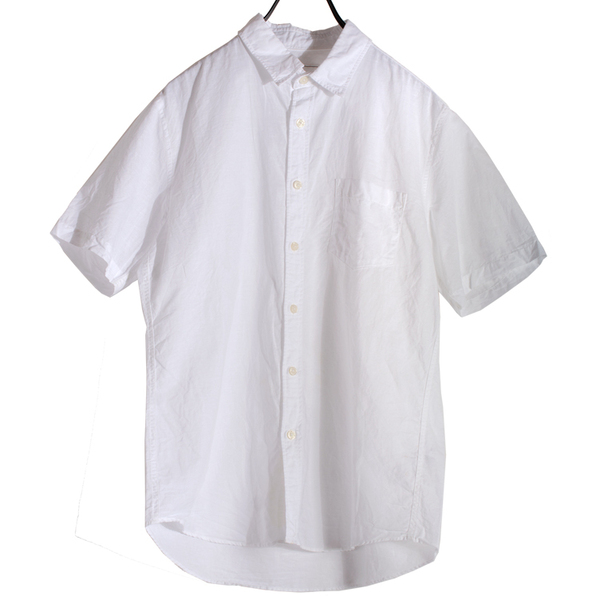 nano base ナノベース FRENCH LINEN 半袖シャツ ビジネスシャツ カジュアル メンズ Lサイズ 白 ホワイト 無地 シンプル 爽やか