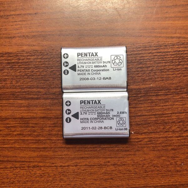 送料無料 2個セット 満充電後電圧測定 D-LI78 PENTAX ペンタックス バッテリー 純正品