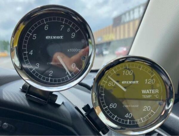 早い者勝ち タコメーター 水温計 希少 2点 セット 実働品 PIVOT ピボット CYBER GAUGE サイバーゲージ タコメーター 水温計 Φ60 実働品