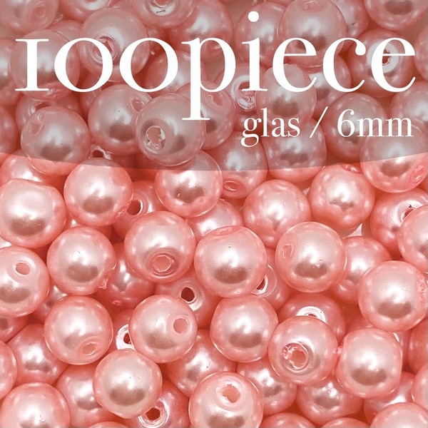 ZPI【 パールビーズ ピンク 100piece 6mm 】セット ガラスビーズ 素材 材料 ハンドメイド パーツ アクセサリー ストレート まとめ