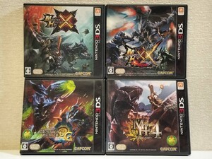 中古☆3DS モンスターハンター 4本セット 送料無料 2DS 箱,操作説明シート 付き 3G,4,X,ダブルクロス XX モンハン