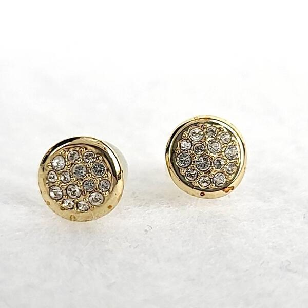 ●極美品/SWAROVSKI スワロフスキー ピアス 1粒 パヴェ ゴールド