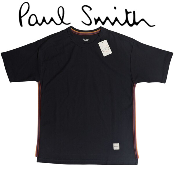 新品 ポールスミス Paul Smith 半袖Tシャツ M アーティストストライプ ネイビー メッシュ ラウンジウェア メンズ 春 夏
