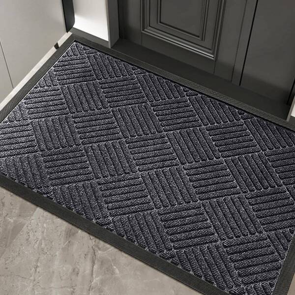 玄関マット 屋外室内 ドアマット 泥落としマット 滑り止め40x60cm グレー