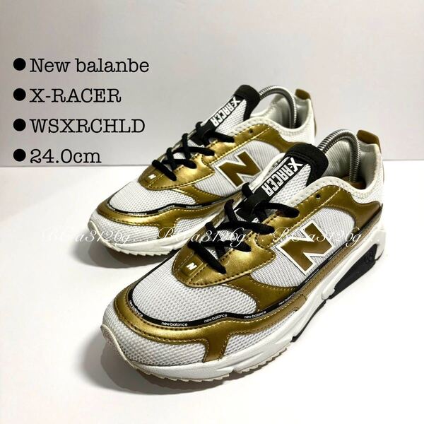 New balance X-RACER 24.0cm GOLD レディース ニューバランス Xレーサー スニーカー シューズ WSXRCHLD ほぼ新品 ランニング メッシュ