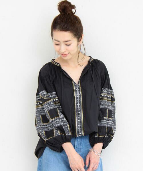 BEAUTY&YOUTH 別注 ne Quittez pas ヌキテパ ゴールドエンブロイダリーブラウス 刺繍 ladies レディース トップス size:free