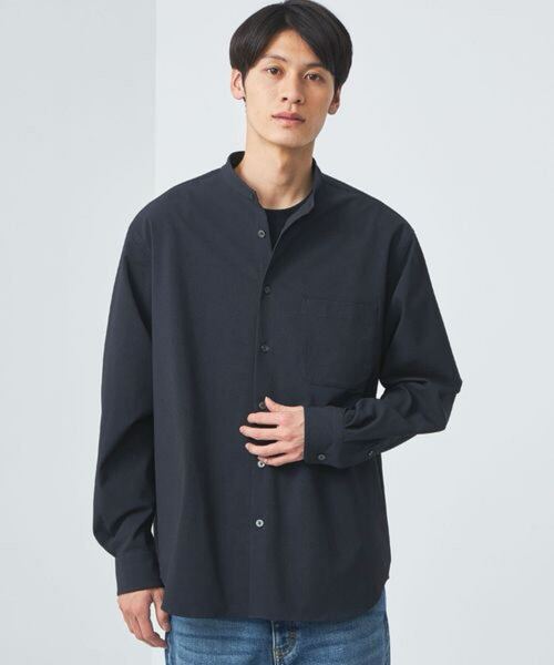 green label relaxing FREELITCH ジャストルーズ バンドカラー シャツ ―2WAYストレッチ・防シワ・吸水速乾― UNITED ARROWS men's S