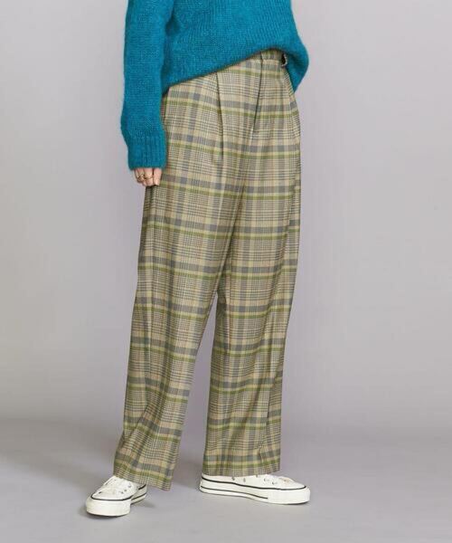 BEAUTY&YOUTH UNITED ARROWSBY チェックワイド テーパードパンツ ビューティーアンドユース ユナイテッドアローズ ladies ボトムス M