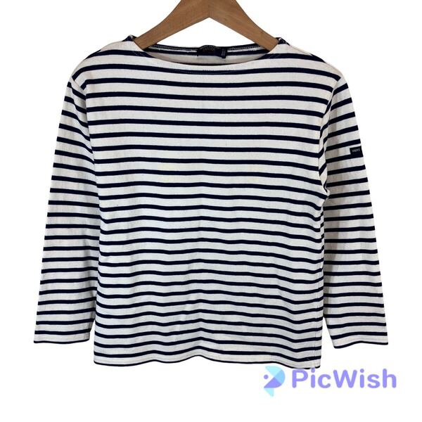SAINT JAMES セントジェームス ladies レディース ボーダー バスクシャツ カットソー 長袖 トップス size:S ホワイト×ネイビー