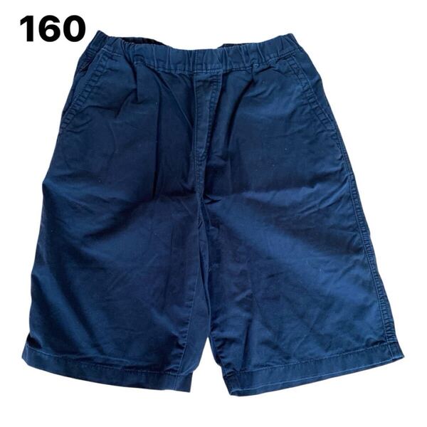 Y155 子供服 キッズ ハーフパンツ ショートパンツ ユニクロ UNIQLO 160 ブラック
