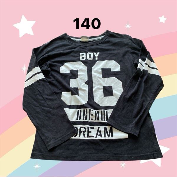 Y194 子供服 キッズ ロンT 長袖Tシャツ 長袖 ブラック 140