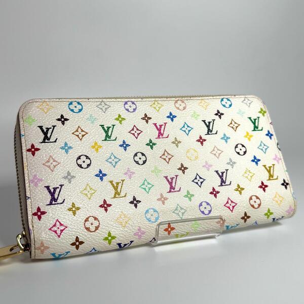 ルイヴィトン マルチカラー ジッピーウォレット ホワイト 長財布 レザー M60241 LOUIS VUITTON ラウンドファスナー ユニセックス 本革 LV