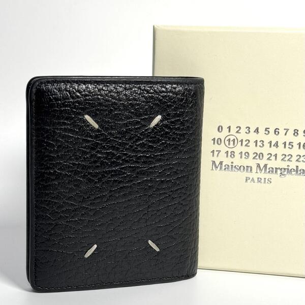 Maison Margiela メゾンマルジェラ 二つ折り財布 バイフォールド ウォレット カードケース コインケース 4ステッチ レザー 黒 S56UI0140