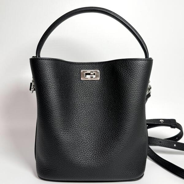 現行 michino Paris ミチノ パリ バケットバッグ オデオン ミニ 黒 2way クロスボディ ショルダーバッグ ブラック グレインレザー 本革