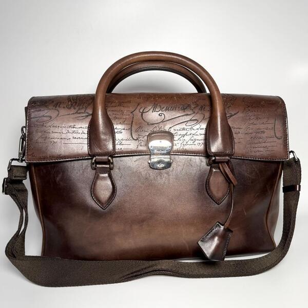 ベルルッティ Berluti バッグ エミーオ レザー ブリーフケース ビジネスバッグ カリグラフィ メンズ フラップ 希少 廃盤品 最高級 本革 A4