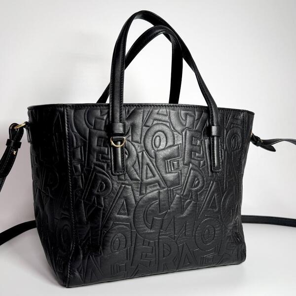 Salvatore Ferragamo サルヴァトーレ フェラガモ ボニー ロゴモチーフ 2WAY トートバッグ レザー レディース ショルダーバッグ ブラック 黒