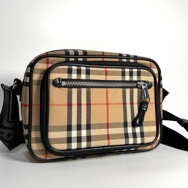 Burberry バーバリー チェック ショルダーバッグ ベージュ ブラック 8010152 ユニセックス ノバチェック キャンバス ヴィンテージチェック