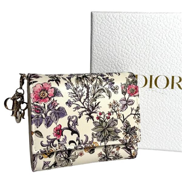 Christian Dior クリスチャン ディオール レディディオール Lady Dior Lotus カナージュ ロータス ウォレット 折り財布 カーフスキン 本革