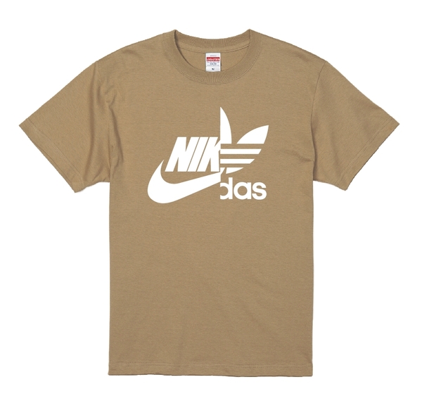 展示品 ナイダス XLサイズ Tシャツ サンドカーキ×ホワイト