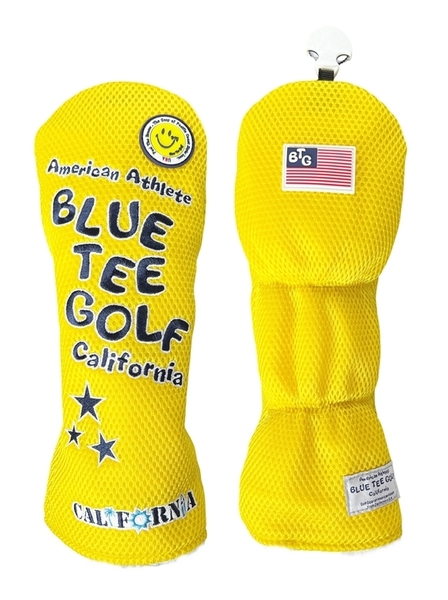 ■【UT:イエロー】ブルーティーゴルフ【メッシュ スマイル】ユーティリティ用ヘッドカバー BLUE TEE GOLF DHC-007 送料無料