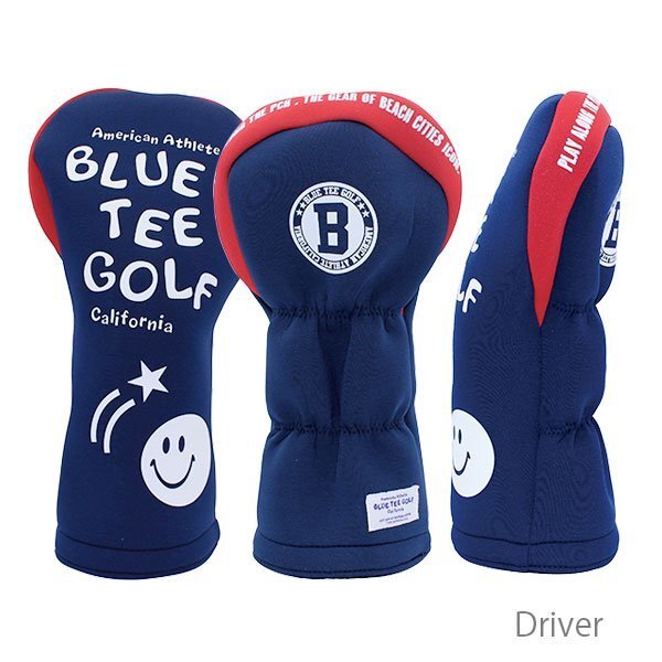 ◎『HC34タイプ』ブルーティーゴルフ【DRネイビー:ストレッチスマイル】ドライバー用ヘッドカバー HC-34 BLUE TEE GOLF 送料無料