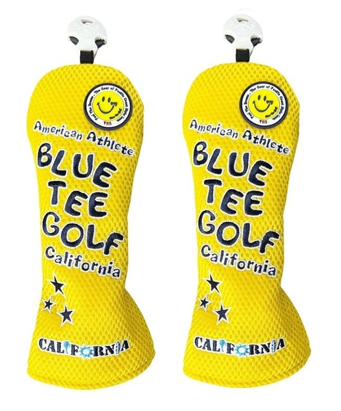 ■2本セット【FW:イエロー】ブルーティーゴルフ【メッシュ スマイル】フェアウェイ用ヘッドカバー BLUE TEE GOLF DHC-007 送料無料