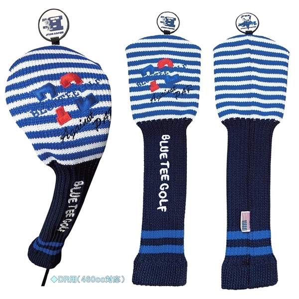 ☆【ブルー・ネイビー】DR-ブルーティーゴルフ【AgainstPAR72 ニット】ドライバー用ヘッドカバー BLUE TEE GOLF NHC-003 送料無料