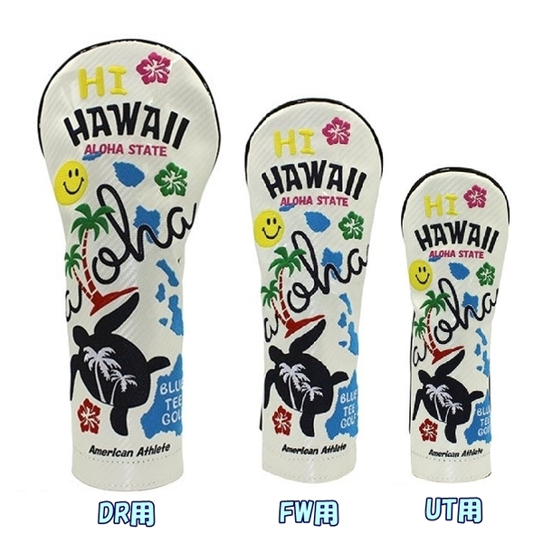 □【3PA-WH】ブルーティーゴルフ【ハイハワイ Hi Hawaii エナメル】3本セット販売(A)ヘッドカバー HC-030 BLUE TEE GOLF 送料無料