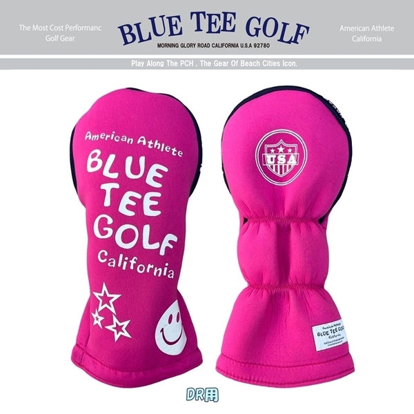 ◎ブルーティーゴルフ【DRピンク:ストレッチ スマイル】ドライバー用ヘッドカバー STHC-03 BLUE TEE GOLF 送料無料