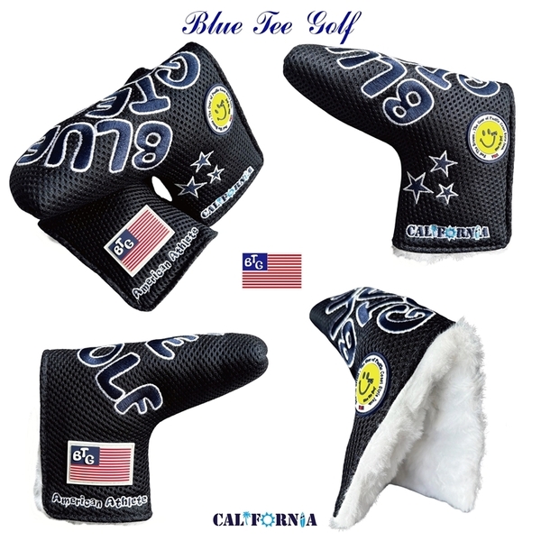 ■1【ネイビー】ブルーティーゴルフ【メッシュ スマイル】パター用(ブレード型)マグネット式開閉 BLUE TEE GOLF DHC-007 送料無料