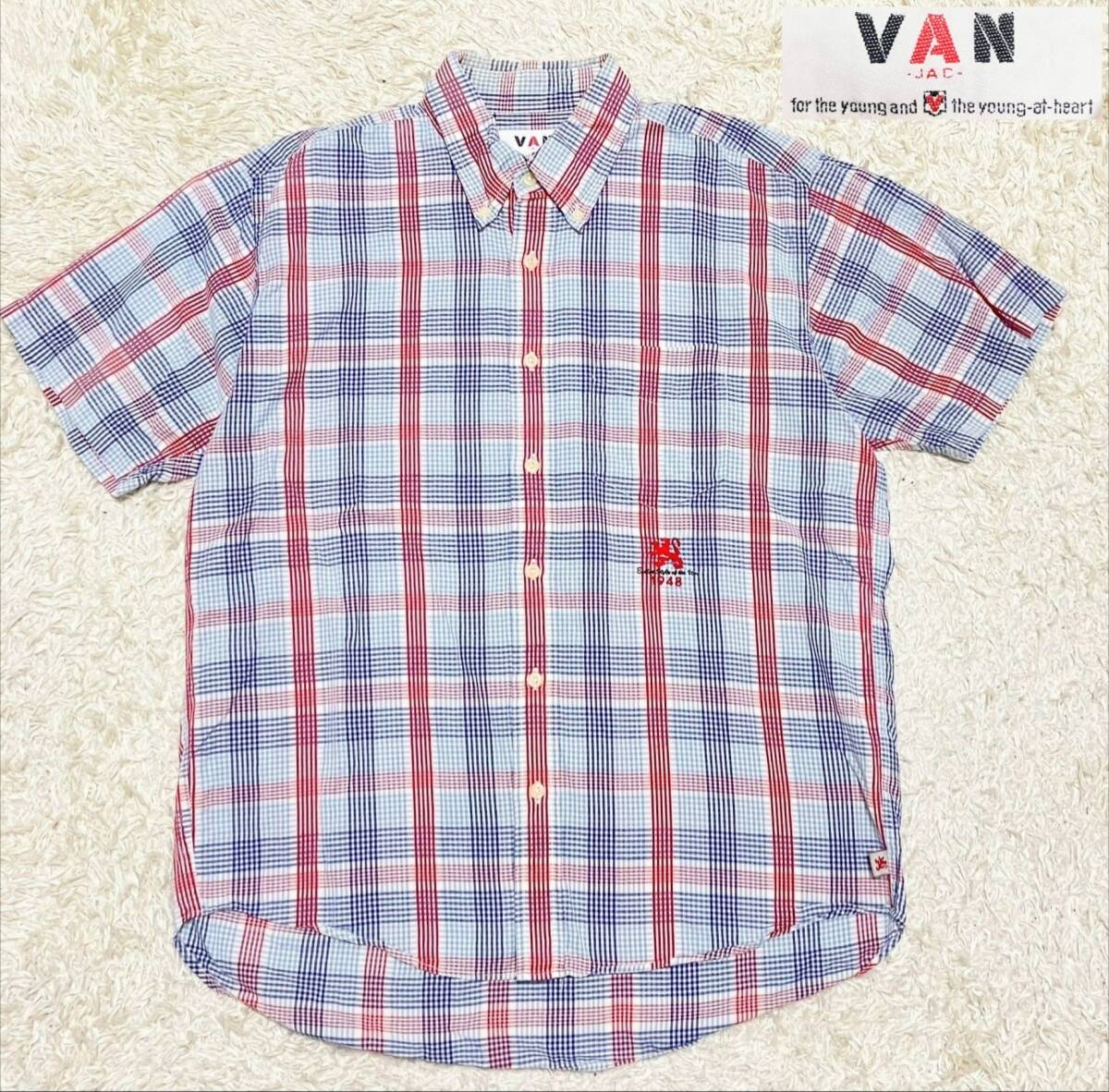 VAN 半袖チェックシャツ L新品未使用 2025年最新】Yahoo!オークション -van jac シャツ(半袖)の中古品