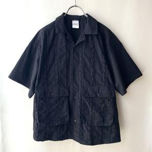 buoy buoy AMBIDEX タイプライター 刺繍半袖シャツ レディース サイズフリー 黒 ブラック ゆったり 日本製 綿100%
