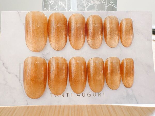 ネイルチップ 12本セット クリア ブラウン 茶色 マグネット 控えめ ワンカラー シンプル ラウンド フリーサイズ 推し活