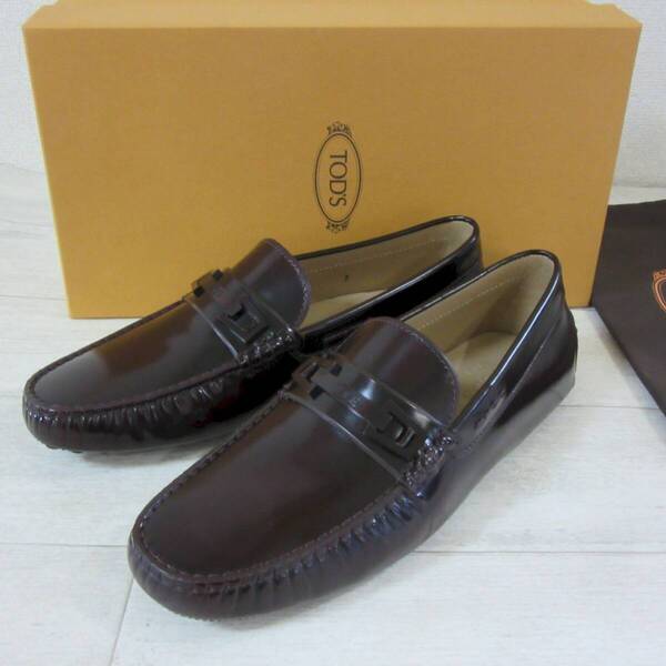 新品 TOD'S トッズ イタリア製 ゴンミーニ ドライビングシューズ ローファー レザースリッポン 革靴 ダークバーガンディ メンズ UK7 26cm
