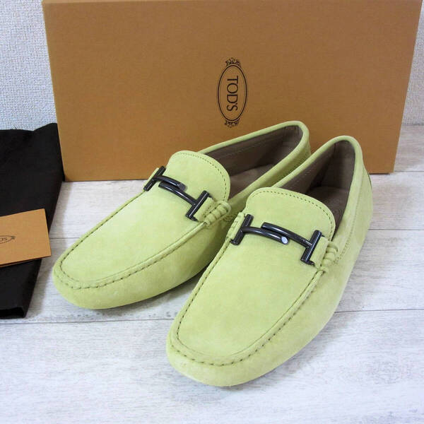 新品 TOD'S トッズ イタリア製 ゴンミーニ ドライビングシューズ ローファー レザースリッポン 革靴 黄色 イエロー メンズ UK8 27cm