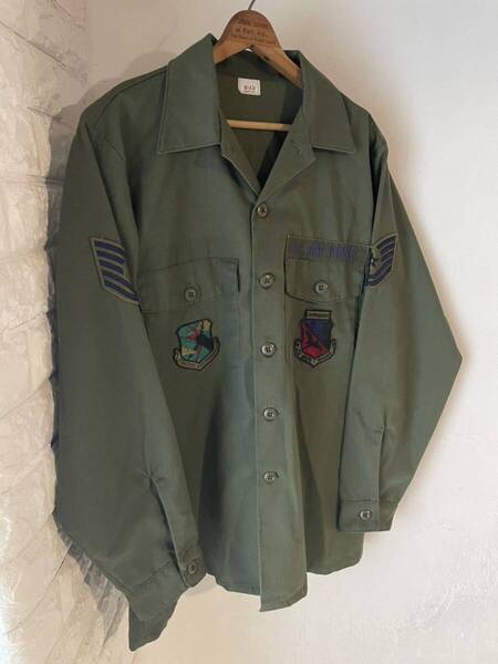 米軍 実物 og507 usaf フルパッチ ユーティリティシャツ 空軍 検)ヴィンテージ USA us army リーバイス old 70s 60s y2k 大戦