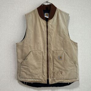 【襤褸の美学】雰囲気系 Carhartt ダックベスト 鬼フェード ベージュ